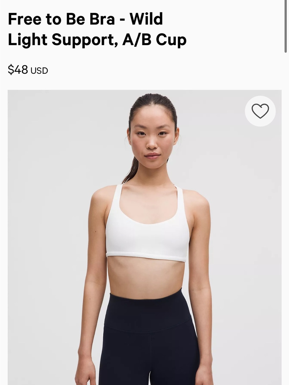 Lululemon white Free to Be Bra